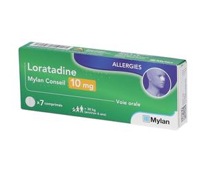 LORATADINE - 10mg Voie orale Rhinite allergique 7 comprimés Comprimé(S) pc(s)