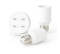 LoraTap Douille d’Ampoule Sans Fil avec Télécommande, Double Douille E27, Lot de 2 avec Télécommande 4 Boutons, ON/OFF Indépendant pour Plafonniers, Placards & Lampes à Chaînette, 60W Max
