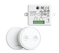 LoraTap Interrupteur Sans Fil RF 868 MHz, 1 Télécommande + 1 Récepteur | Sans WiFi ni Câblage | 30 m Intérieur / 90-120 m Extérieur | 10 A · 2300 W | Pile CR2032 | Garantie 2 Ans
