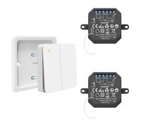 LoraTap Kit Interrupteur Sans Fil, Portée 200 m, Émetteur Radio 868 MHz, Commutateur Mural Va-et-vient, Commande à Distance, Télécommande On/Off pour Éclairage, 2 Canaux