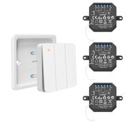 LoraTap Kit Interrupteur sans Fil, Portée 200 m, Radio 868 MHz, Va-et-Vient, Télécommande on/Off pour Éclairage, 3 Canaux, pour Modernisation
