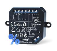LoraTap module volet roulant Wi-Fi, position 0-100%, Smart Life et commande vocale Alexa, compatible interrupteur 2 boutons (bascule/poussoir), 2,4 GHz, 47 × 48 × 16 mm, 300 W