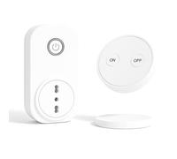 LoraTap Prise télécommandée avec télécommande, prise électrique avec interrupteur sans fil, 200 m, télécommande ON/OFF pour appareils ménagers, prise italienne sans fil 10 A 16 A, blanc