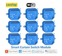 LoraTap Tuya - rideau de volet roulant intelligent, interrupteur de stores, moteur tubulaire pourcentage, commande vocale à distance par Google Home Alexa 9 PACK