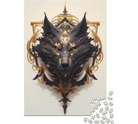 Lord Black Wolf Head Puzzle 1000 Pièces, Cadeau d'hiver, 38x26cm/1000pcs | Pour les heures calmes avant le Nouvel An : ce puzzle adulte 1000 pièces se prête à un moment partagé pendant les fêtes.