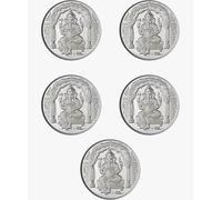 Lord Ganeshji Coin in Pure Silver 99.9 Religious Coin 5 Grams (Set of Coins) (5 PCS)
