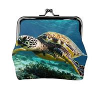 Lord Howe Island - Porte-monnaie vintage en cuir avec imprimé tortue de mer - Petit porte-monnaie élégant pour femme