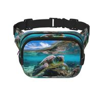 Lord Howe Island Sea Turtle Print Trendy Pack Crossbod Square Double Layer Waist Bag Travel and Workout Accessory, Noir, Taille Unique