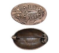 Lord of Battles Broche tortue viking en bronze massif - Broche ovale nordique avec épingle, cire perdue, réplique authentique de bijoux pour reconstitution historique et costumes