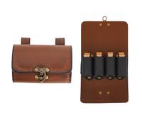 Lord of Battles Medieval Alchemy Buff Leather Belt Bag with 4 Mini Glass Bottles | The Elfic Potion Vintage Belt Waist Pouch Side Pack for Ren Faire, Cosplay