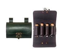 Lord of Battles Medieval Alchemy Sac banane en cuir Buff avec 4 mini bouteilles en verre | The Elfic Potion Ceinture vintage Pochette latérale pour Ren Faire, Cosplay, vert, Médiéval