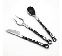 Lord of Battles Medieval Cutlery Set Functional Camp Gear Rustic Viking Cutlery Set | Pack of Medieval Knife, Fork, Spoon | Handforged Feating Set (Mild Steel)