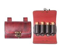 Lord of Battles Pochette à potion médiévale en cuir avec 4 bouteilles en verre - Sac banane pour LARP, cosplay, DND, foire de la Renaissance, Alchimie, Steampunk, Accessoires fantaisie, bordeaux, 12.2