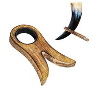 Lord of Battles Support pour corne de bière médiévale Viking - Support décoratif en bois - Décoration parfaite pour corne à boire - Support en bois pour corne (support pour corne avec doublure en