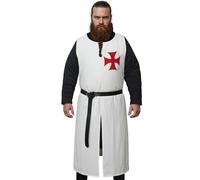 Lord of Battles Templar Knight Surcoat - Tablier en toile de coton - Pour LARP, reconstitution, cosplay et affichage (Templier - Rouge, XXL/XXXL)