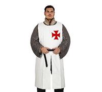 Lord Of Battles Tunique de templier médiévale chevaliers | Surmanteau médiéval chevalier templier - Chevalier croisé avec croix rouge et coton double couche - Loisir historique