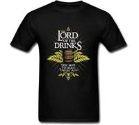 Lord of Drinks T-Shirt Rule Them All Beer Oktoberfest Short Sleeve Top Graphic Tee Printed T-Shirt for Men Black 3XL