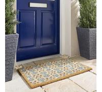 Lord of Rugs Paillasson antidérapant et durable en fibre de coco naturelle imprimée pour maison, entrée, intérieur et extérieur, terrasse, balcon, 45 x 75 cm, vert sauge