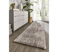 Lord of Rugs Tapis à poils longs de luxe pour salon, en peluche confortable, de haute qualité, 5,5 cm, épais, doux et moelleux pour chambre à coucher, mélange beige et gris, 67 x 200 cm