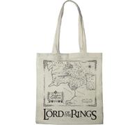 LORD OF THE RINGS Cotton Division Officiel Caractères imprimés 100% coton |Réutilisable | Longue poignée | Voyages et achats |Sac fourre-tout 38 * 40 CM, Map_Beige_1, Taille unique