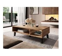 Lord - table basse - effet bois et noir - 110 cm - style industriel - Bois / Gris