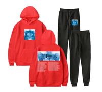 Lorde The Virgin Tour 2025 Ensemble 2 pièces sweat à capuche et pantalon de jogging pour homme et femme, Rouge/noir, XS