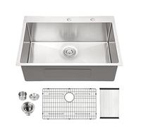Lordear 30 inch Drop In Kitchen Sink Stainless Steel 16 Gauge Single Bowl Topmount Rectangular Round Corner Kitchen Sinks Overcounter Basin