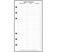L'ordre et les bottes pour l'ordinateur portable Filofax Personal Taille Login Password List