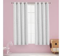 LORDTEX Lot de 2 rideaux occultants à isolation thermique et insonorisants à motif dinosaure et étoiles pour chambre d'enfant - 132 x 114 cm - Blanc grisâtre