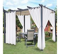 LORDTEX Lot de 2 Rideaux occultants imperméables d'intérieur/extérieur pour terrasse, Isolation Thermique, avec languettes adhésives Amovibles pour Chambre à Coucher, Porche, pergola, cabane, 132,1 x