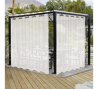 LORDTEX Rideaux en Toile de Jute Aspect Lin pour terrasse - 2 Panneaux imperméables Transparents pour pergola, Porche, Cabana et tonnelle à œillets intérieur/extérieur (254 x 241,3 cm, Ivoire)