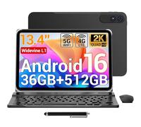 LORDWIT Tablette 13,4" Android 16, écran 120 Hz, 36 Go de RAM + 512 Go de ROM/1 To TF, 4G LTE Dual SIM, jeu 2,2 GHz, 5G WiFi, Widevine L1/GPS/11580 mAh/13 MP, avec clavier/étui/stylo/souris/casque/OTG