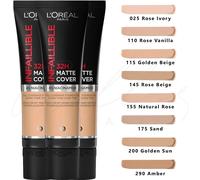 L'OREAL Infaillible Fond De Teint Mat 32H Longue Tenue 30ml 145 Sous-Ton Chaud