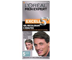 L'Oréal Men Expert Excell 5 Gel-Crème Recolorant pour Homme - Coloration des Cheveux Gris & Blancs - Sans Ammoniaque - Châtain Naturel (5)