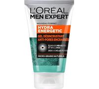 L'Oréal Men Expert - Gel Désincrustant Anti-Pores Encrassés pour Homme - Soin Visage Exfoliant - Concentré en Micro-Grains Naturels - Tous Types de Peaux - Hydra Energetic - 100 ml