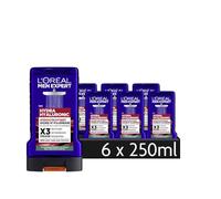 L'Oréal Men Expert Gel douche et shampooing à l'acide hyaluronique pour homme - Bain douche pour nettoyer le corps, les cheveux et le visage - Soin du corps hydratant à l'acide hyaluronique - 6 x 250
