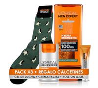 L'Oréal Men Expert Hydra Energetic Hydratant Anti-Fatigue 24 Heures, Roll-On Yeux Effet Glace Contre Les Sacs Et Les Yeux, Gel Douche Hydra Energetic.