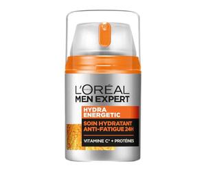 L'Oréal Men Expert Hydra Energetic Soin Hydratant Anti-Fatigue 50ml | Vitamine C Pure 10%, Combat 5 signes fatigue, Texture gel-crème légère, Pénétration instantanée