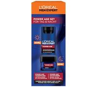 L'Oréal Men Expert Kit de soin anti-rides pour homme avec crème de jour anti-âge et crème de nuit pour peau mate, cadeaux pour homme à l'acide hyaluronique, Power Age, 2 x 50 ml
