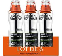 L'oreal Men Expert Lot De 6 Déodorant Spray Shirt Protect Anti-Traces - 200 Ml