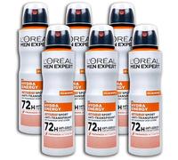 L'Oréal Men Expert Lot de 6 déodorants en spray Hydra Energy Extreme Sport anti-transpirant 6 x 150 ml