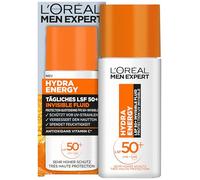 L'Oréal Men Expert Protection solaire UV SPF 50 pour homme, fluide invisible pour le visage contre les rayons du soleil, crème solaire pour homme SPF 50+ contre le vieillissement de la peau, avec