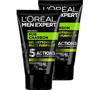 L'Oréal Men Expert Pur Charbon Gel Nettoyant Multi-Purifiant Visage pour Homme 100 ml - Lot de 2