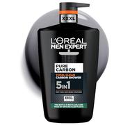 L'Oréal Men Expert, Pure Carbon, Gel douche XXL 5 en 1, une action totale pour le corps, le visage, les cheveux, le rasage et l'hydratant alimenté par le carbone, action totale 5 en 1, grande pompe de