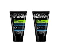 L'Oréal Men Expert Pure Charcoal Kohle, Gesichtspeeling gegen unreine, fettige und ölige Männerhaut und Mitesser Porenreiniger - für klare Haut (2 x 100 ml)
