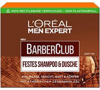 L'Oréal Men Expert Shampooing solide pour homme, savon XL pour le nettoyage du corps, des cheveux et de la barbe, avec complexe d'huile de bois de cèdre nourrissant, Barber Club, 1 x 80 g