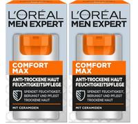 L'Oréal Men Expert Soin du Visage Anti-Sec pour Homme Hydratant Hydratant pour Peau Abimée, Crème Visage Homme avec Céramides, Comfort Max, 1x50ml (Lot de 2)