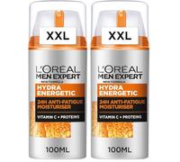 L'Oréal Men Expert - Soin Hydratant Anti-Fatigue 24H pour Homme - Hydrate & Illumine - Concentré en Vitamine C Pure 10% - Usage Quotidien - Hydra Energetic - Format XXL - 100 ml