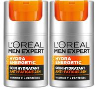 L'Oréal Men Expert - Soin Hydratant Anti-Fatigue 24H pour Homme - Hydrate & Illumine - Concentré en Vitamine C Pure 10% - Usage Quotidien - Hydra Energetic - 50 ml (Lot de 2)