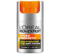 L'Oréal Men Expert - Soin Hydratant Anti-Fatigue 24H pour Homme - SPF15 - Hydrate & Illumine - Concentré en Vitamine C Pure 10% - Usage Quotidien - Hydra Energetic - 50 ml
